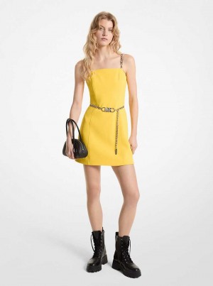 Michaelkors Stretch Crepe Belted Mini Žluté | SN-MK26648