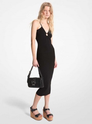 Michaelkors Stretch Knit Cutout Midi Černé | SN-MK26653