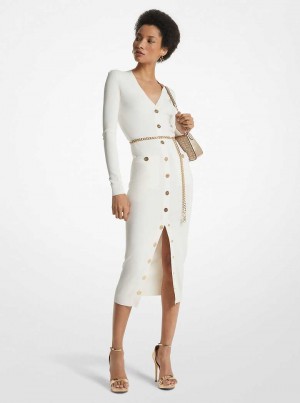 Michaelkors Stretch Viscose Belted Midi Béžový | SN-MK26697