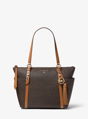 Michaelkors Sullivan Medium Logo Top-Zip Hnědé | SN-MK26913