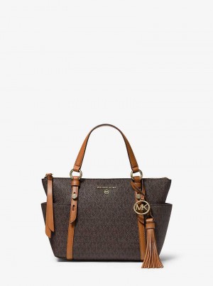 Michaelkors Sullivan Small Logo Top-Zip Hnědé | SN-MK26896