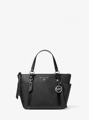 Michaelkors Sullivan Small Saffiano Leather Top-Zip Černé | SN-MK26918
