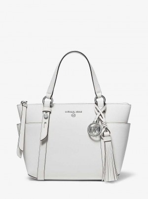 Michaelkors Sullivan Small Saffiano Leather Top-Zip Bílé | SN-MK26919