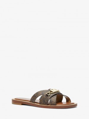Michaelkors Tiffanie Empire Signature Logo Hnědé | SN-MK27548