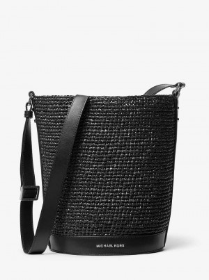 Michaelkors Townsend Medium Straw Bucket Černé Černé | SN-MK26809