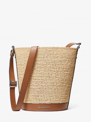 Michaelkors Townsend Medium Straw Bucket Béžový | SN-MK26810