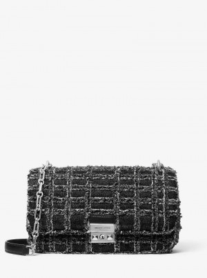 Michaelkors Tribeca Large Frayed Denim Černé | SN-MK27006