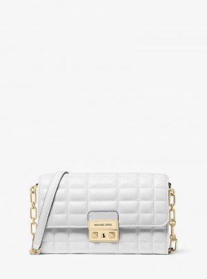 Michaelkors Tribeca Large Leather Convertible Bílé | SN-MK27132