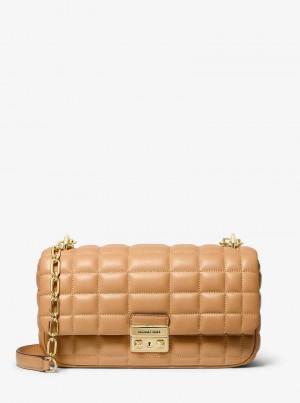 Michaelkors Tribeca Large Quilted Leather Hnědé | SN-MK26996