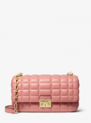 Michaelkors Tribeca Large Quilted Leather Růžové | SN-MK26998