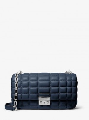Michaelkors Tribeca Large Quilted Leather Tmavě Blankyt | SN-MK27033