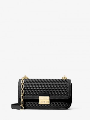 Michaelkors Tribeca Small Hand-Woven Leather Černé | SN-MK26937