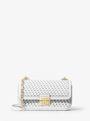 Michaelkors Tribeca Small Hand-Woven Leather Bílé | SN-MK26939