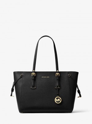 Michaelkors Voyager Medium Crossgrain Leather Černé | SN-MK26883