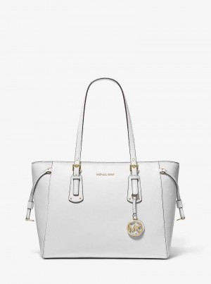 Michaelkors Voyager Medium Crossgrain Leather Bílé | SN-MK26885