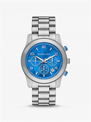 Michaelkors Watch Hunger Stop Oversized Runway Silver-Tone Watch Stříbrné | SN-MK28436