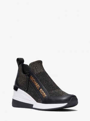 Michaelkors Willis Metallic Stretch Knit Černé Hnědé | SN-MK27422