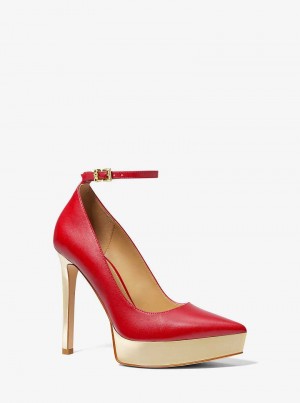 Michaelkors Xenia Leather Platform Červené | SN-MK27651
