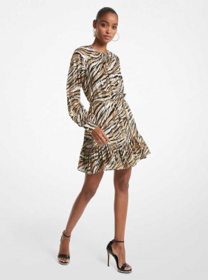 Michaelkors Zebra Fil Coupé Belted Mini Hnědožlutý | SN-MK26705