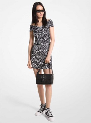 Michaelkors Zebra Print Stretch Matte Jersey Off-The-Shoulder Černé Bílé | SN-MK26690